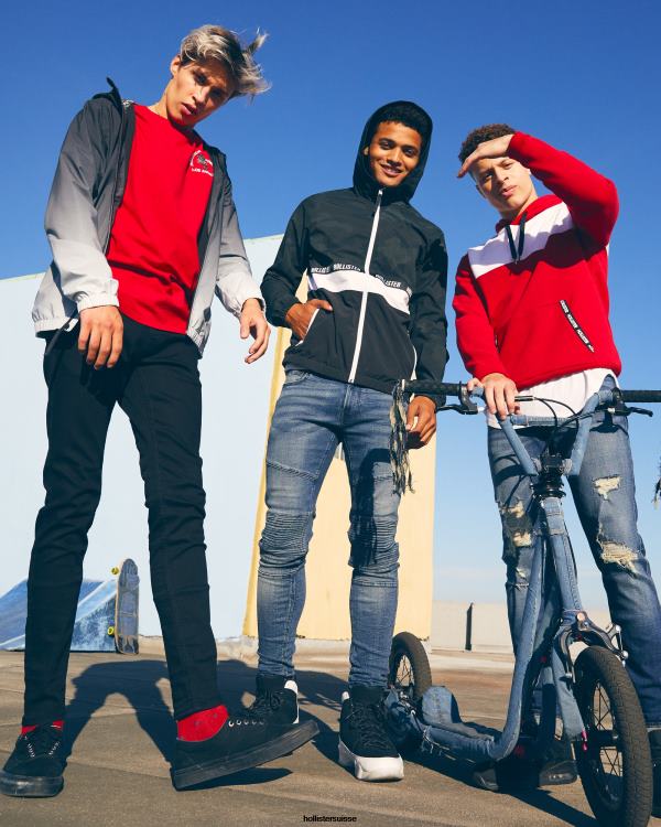 jean super skinny noir non délavé Hommes pas de fondu noir Hollister bas RRRJX1180