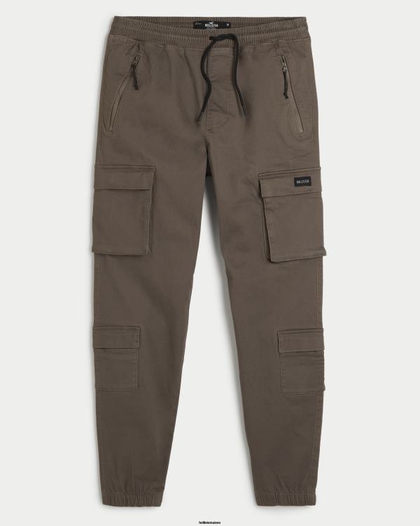 pantalon de jogging cargo 4 poches en sergé Hommes brun Hollister bas RRRJX1200
