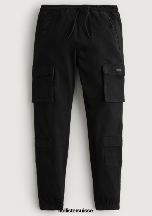 pantalon de jogging cargo 4 poches en sergé Hommes noir Hollister bas RRRJX1162