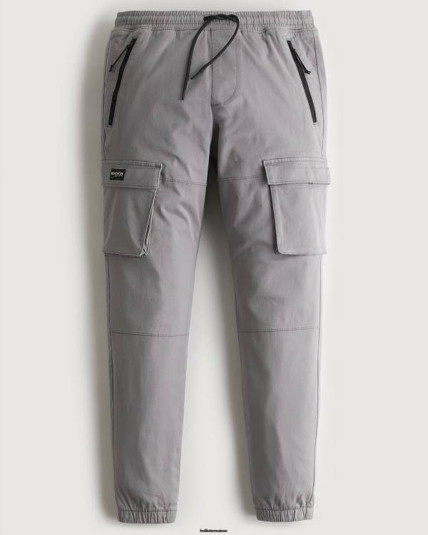 pantalon de jogging cargo en sergé Hommes gris Hollister bas RRRJX1227