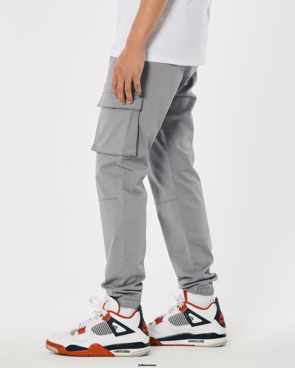 pantalon de jogging cargo en sergé Hommes gris Hollister bas RRRJX1227