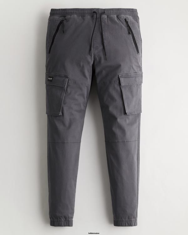 pantalon de jogging cargo en sergé Hommes gris foncé Hollister bas RRRJX1167