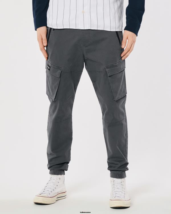 pantalon de jogging cargo en sergé Hommes gris foncé Hollister bas RRRJX1167