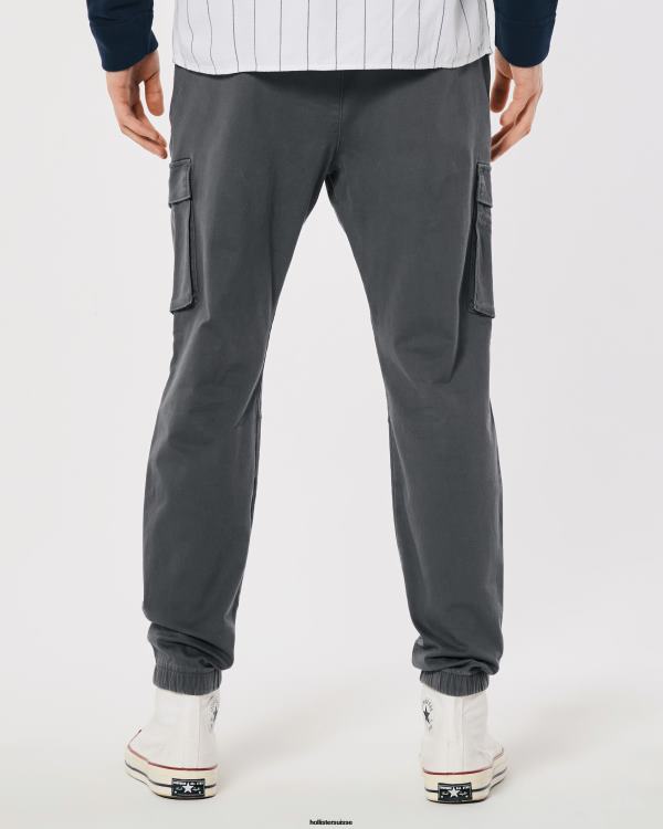 pantalon de jogging cargo en sergé Hommes gris foncé Hollister bas RRRJX1167