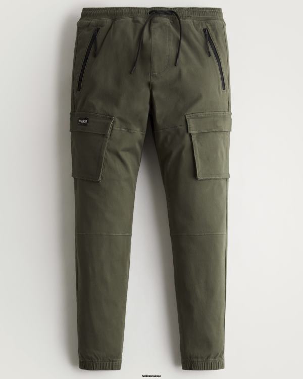 pantalon de jogging cargo en sergé Hommes olive verte Hollister bas RRRJX1228