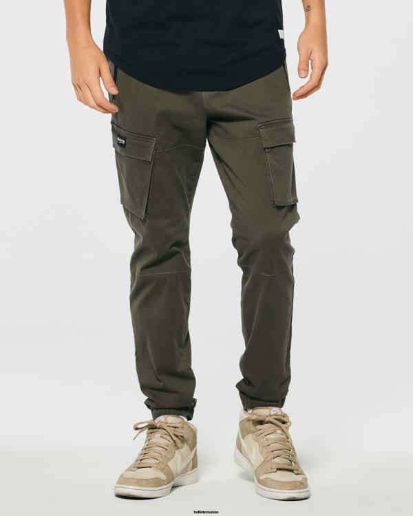 pantalon de jogging cargo en sergé Hommes olive verte Hollister bas RRRJX1228