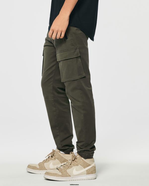 pantalon de jogging cargo en sergé Hommes olive verte Hollister bas RRRJX1228
