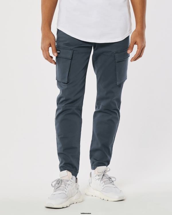 pantalon de jogging cargo skinny en sergé Hommes ardoise foncée Hollister bas RRRJX1251