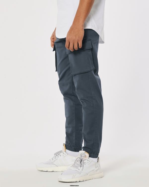 pantalon de jogging cargo skinny en sergé Hommes ardoise foncée Hollister bas RRRJX1251