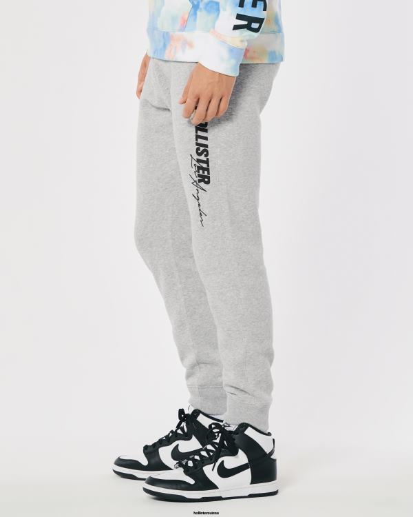 pantalon de jogging en molleton à logo imprimé Hommes gris chiné Hollister bas RRRJX1322