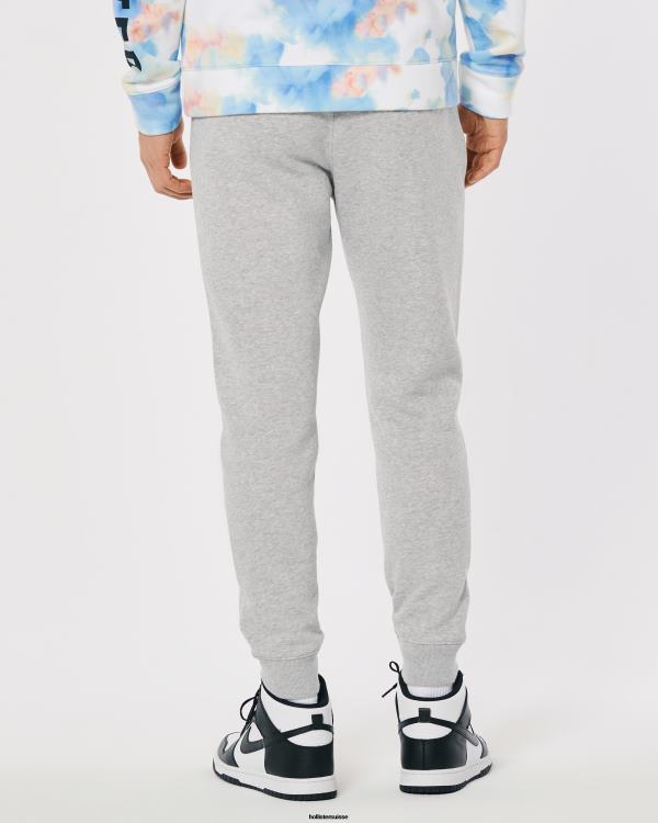 pantalon de jogging en molleton à logo imprimé Hommes gris chiné Hollister bas RRRJX1322