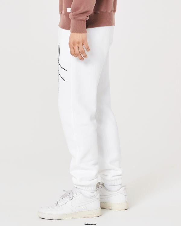 pantalon de jogging graphique à logo en molleton Hommes blanc Hollister bas RRRJX1342