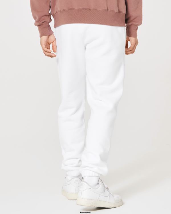 pantalon de jogging graphique à logo en molleton Hommes blanc Hollister bas RRRJX1342