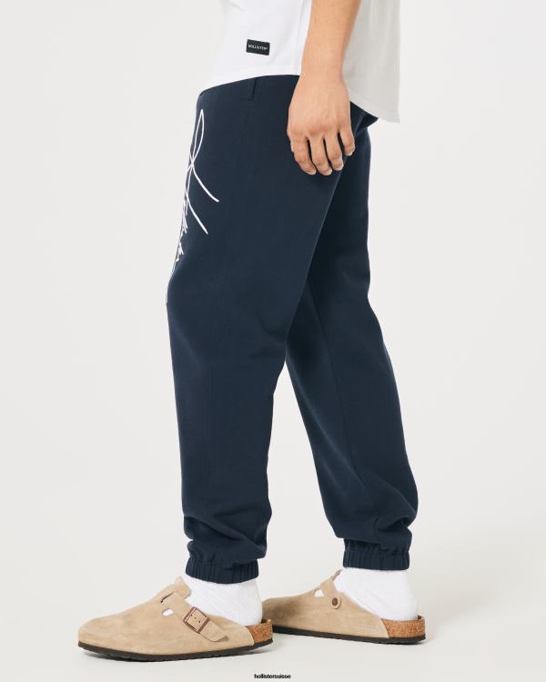 pantalon de jogging graphique à logo en molleton Hommes marine Hollister bas RRRJX1354