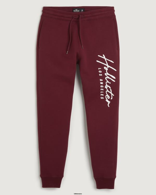 pantalon de jogging graphique skinny en molleton à logo Hommes Bourgogne Hollister bas RRRJX1300