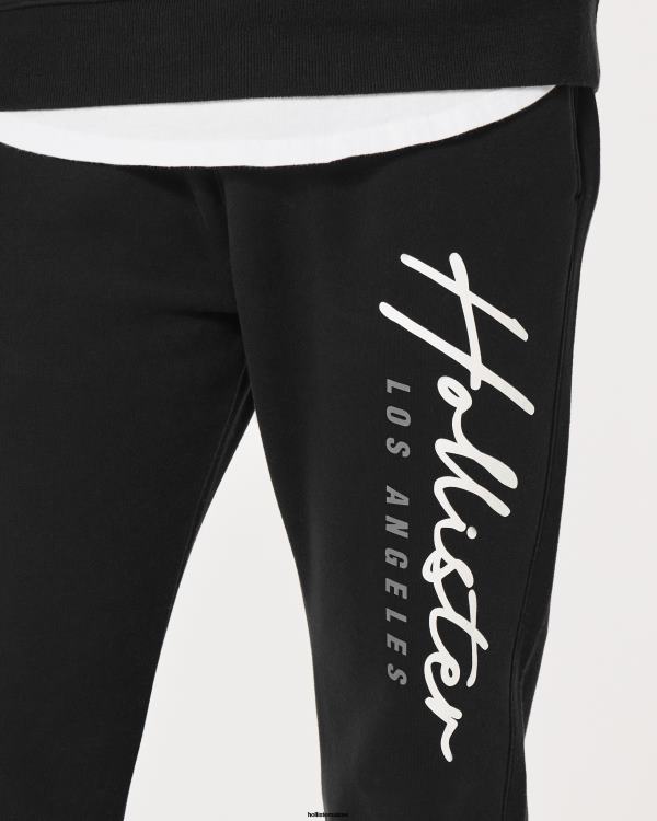 pantalon de jogging graphique skinny en molleton à logo Hommes noir Hollister bas RRRJX1230
