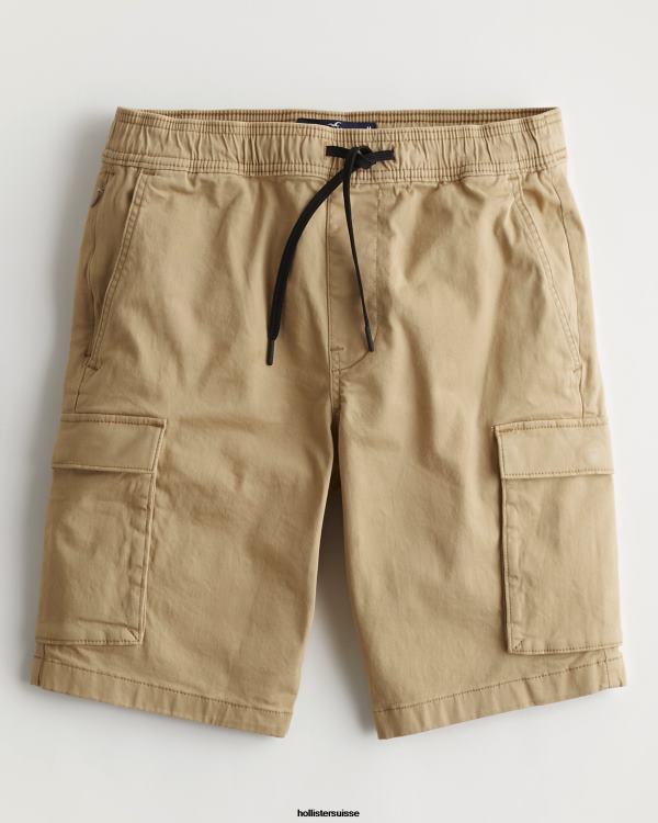 short de jogging cargo en sergé 9'' Hommes kaki clair Hollister bas RRRJX1387