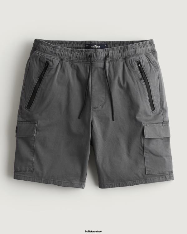 short de jogging cargo sergé 7'' Hommes gris foncé Hollister bas RRRJX1104