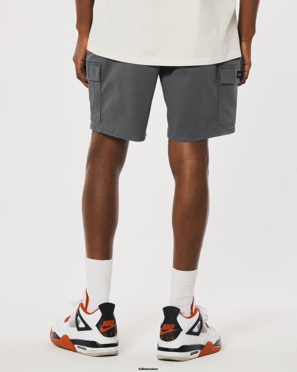 short de jogging cargo sergé 7\'\' Hommes gris foncé Hollister bas RRRJX1104