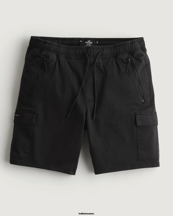 short de jogging cargo sergé 7'' Hommes noir Hollister bas RRRJX1105