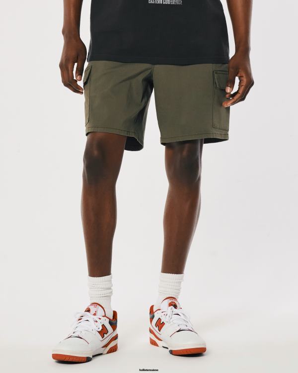 short de jogging cargo sergé 7\'\' Hommes olive Hollister bas RRRJX1246