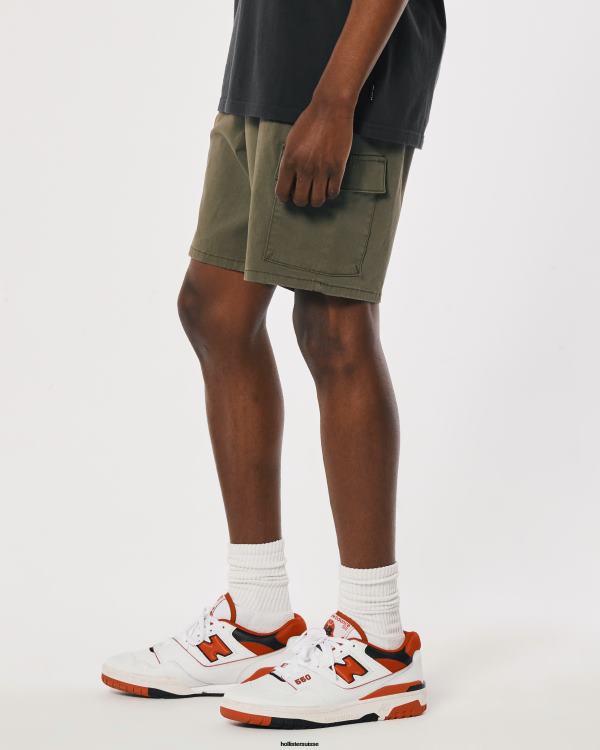 short de jogging cargo sergé 7\'\' Hommes olive Hollister bas RRRJX1246