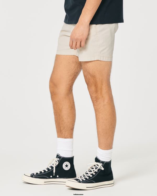 short de jogging en sergé 5\'\' Hommes crème Hollister bas RRRJX1152