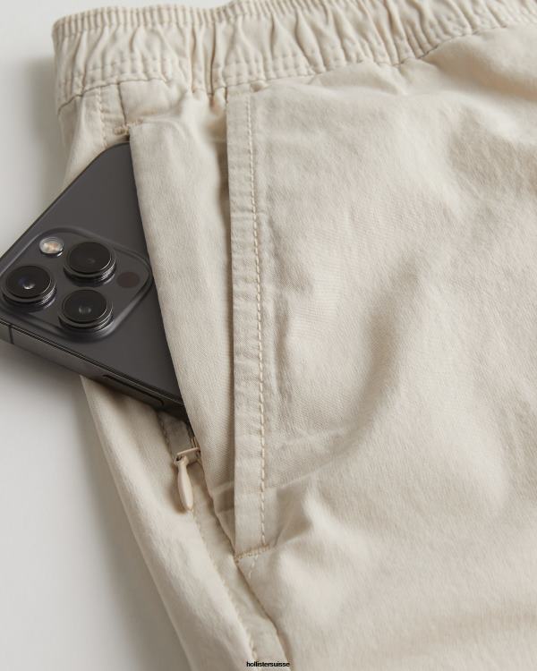 short de jogging en sergé 5\'\' Hommes crème Hollister bas RRRJX1152