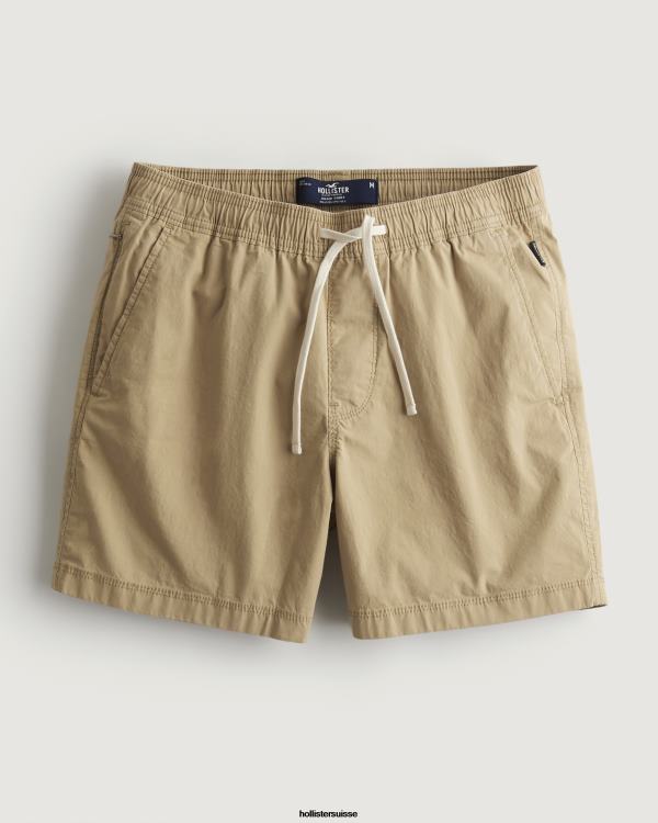 short de jogging en sergé 5'' Hommes kaki clair Hollister bas RRRJX1392