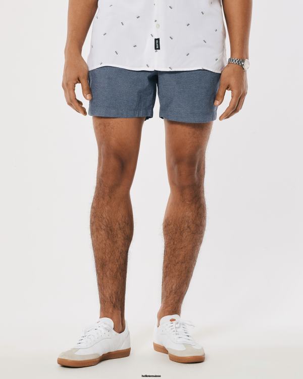 short de jogging en sergé 5\'\' Hommes microrayure marine Hollister bas RRRJX1144