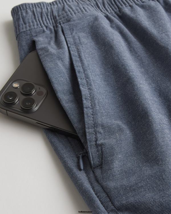 short de jogging en sergé 5\'\' Hommes microrayure marine Hollister bas RRRJX1144