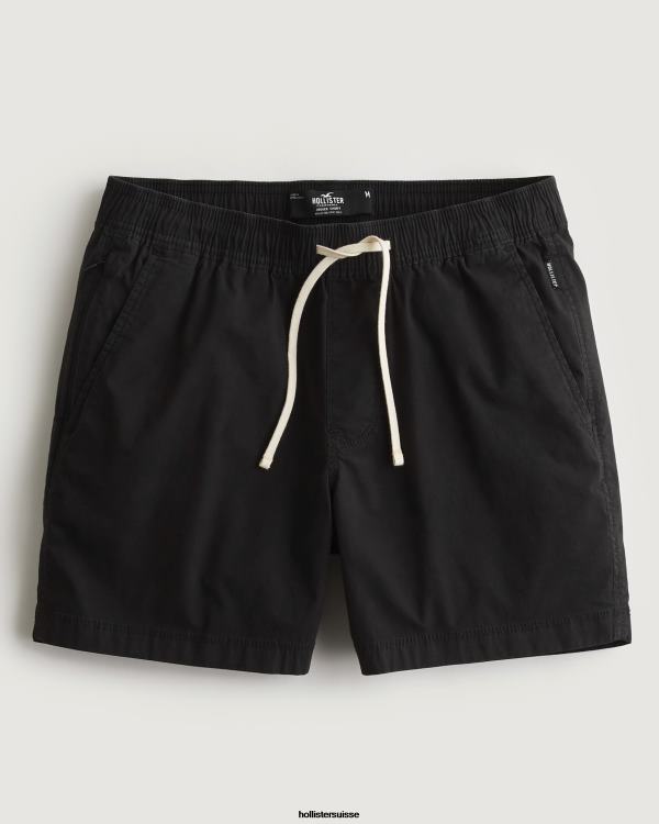 short de jogging en sergé 5'' Hommes noir Hollister bas RRRJX1225