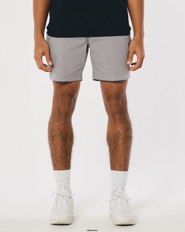short de jogging en sergé 7\'\' Hommes gris Hollister bas RRRJX1145