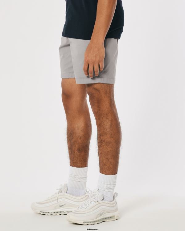 short de jogging en sergé 7\'\' Hommes gris Hollister bas RRRJX1145