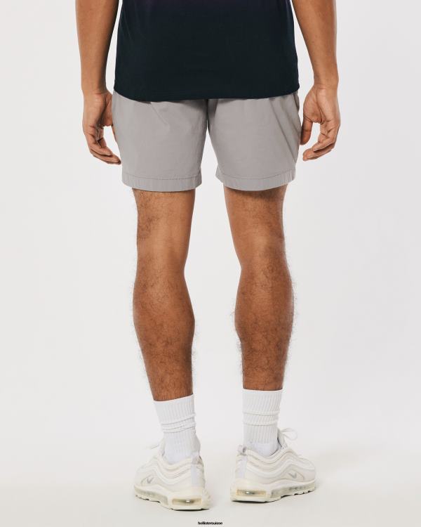 short de jogging en sergé 7\'\' Hommes gris Hollister bas RRRJX1145