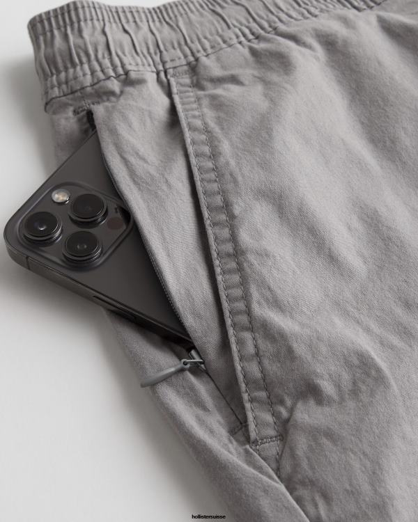 short de jogging en sergé 7\'\' Hommes gris Hollister bas RRRJX1145