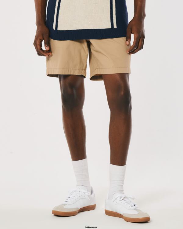 short de jogging en sergé 7\'\' Hommes kaki Hollister bas RRRJX1149