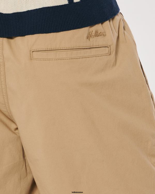 short de jogging en sergé 7\'\' Hommes kaki Hollister bas RRRJX1149
