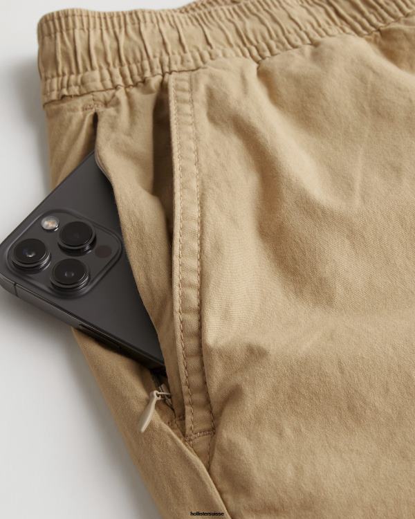 short de jogging en sergé 7\'\' Hommes kaki Hollister bas RRRJX1149