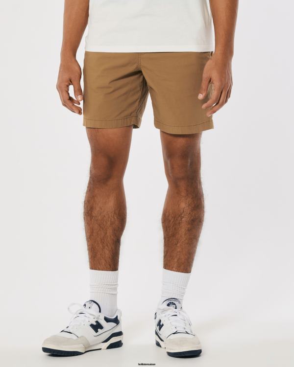 short de jogging en sergé 7\'\' Hommes kaki foncé Hollister bas RRRJX1147