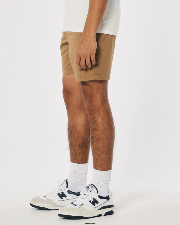 short de jogging en sergé 7\'\' Hommes kaki foncé Hollister bas RRRJX1147