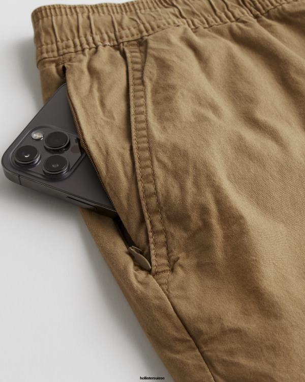 short de jogging en sergé 7\'\' Hommes kaki foncé Hollister bas RRRJX1147