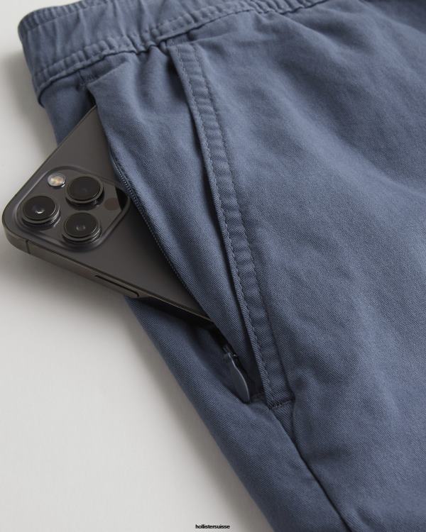 short de jogging en sergé 9\'\' Hommes bleu Hollister bas RRRJX1146