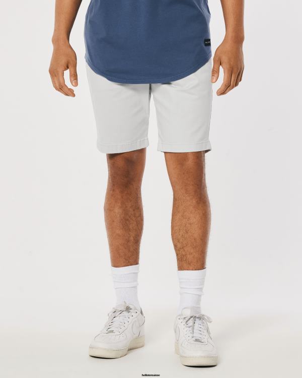 short de jogging en sergé 9\'\' Hommes gris clair Hollister bas RRRJX1204
