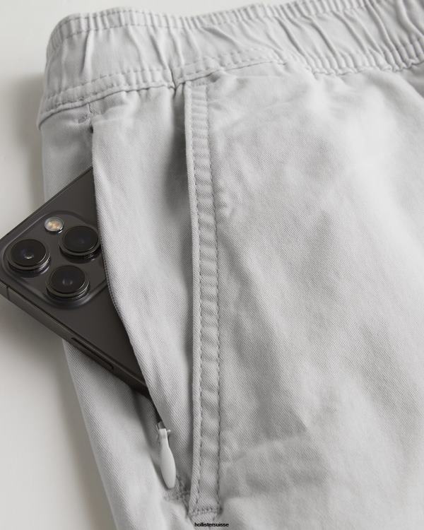 short de jogging en sergé 9\'\' Hommes gris clair Hollister bas RRRJX1204