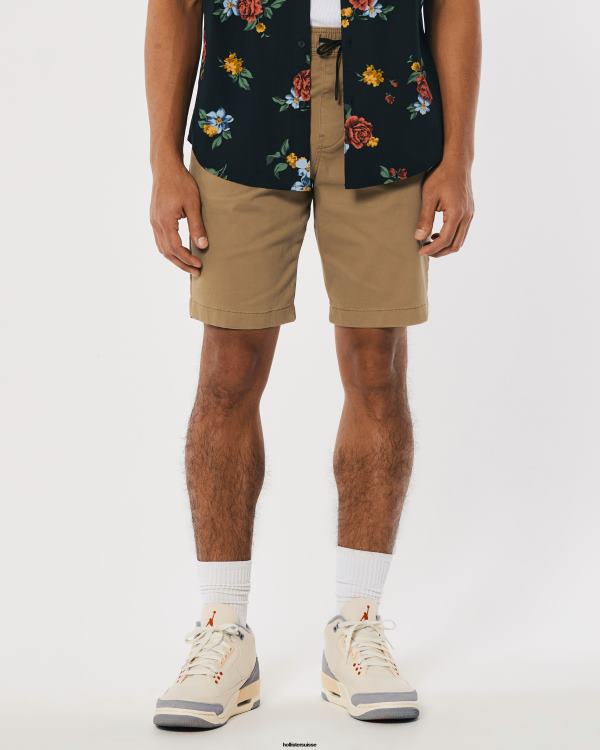 short de jogging en sergé 9\'\' Hommes kaki foncé Hollister bas RRRJX1138
