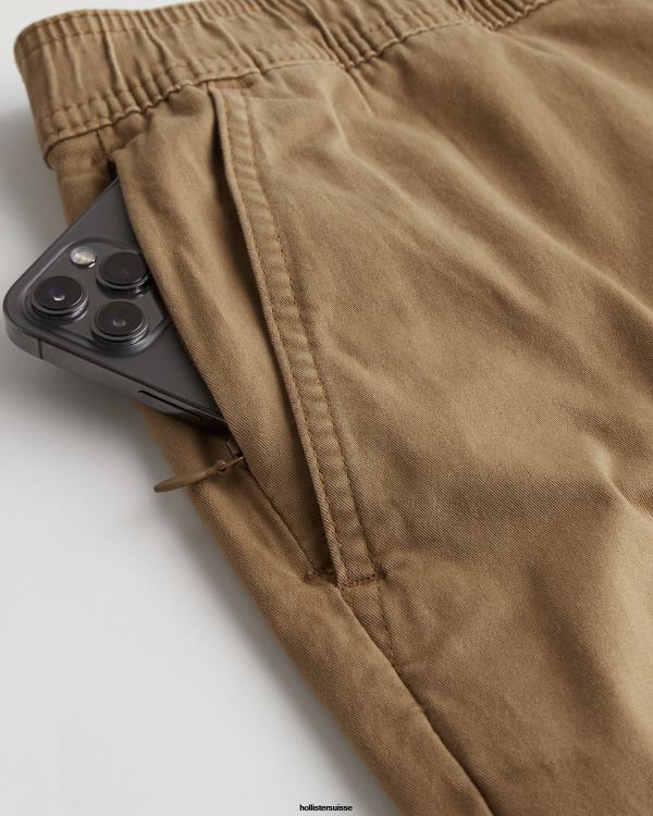 short de jogging en sergé 9\'\' Hommes kaki foncé Hollister bas RRRJX1138