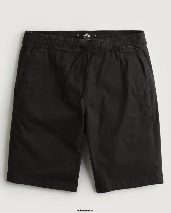 short de jogging en sergé 9'' Hommes noir Hollister bas RRRJX1148