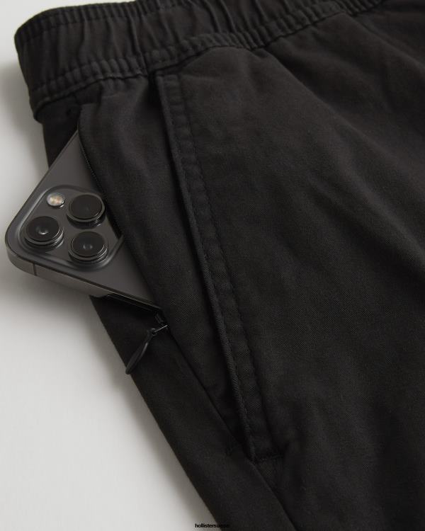 short de jogging en sergé 9\'\' Hommes noir Hollister bas RRRJX1148