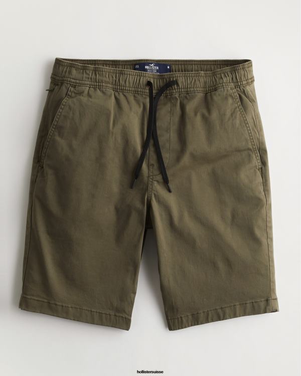 short de jogging en sergé 9'' Hommes olive Hollister bas RRRJX1186